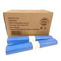 Afvalzak HDPE 70x110 cm T25 Blauw - 500 Zakken