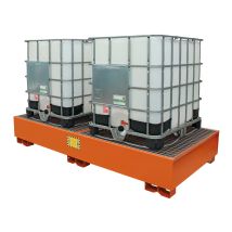 Stalen Lekbak Oranje 1000 L voor 2 IBC's 2720x1320x420 mm