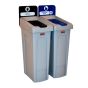 Rubbermaid Dubbel Recyclingstation NL Gesloten (Zwart) / Flessen (Blauw) 